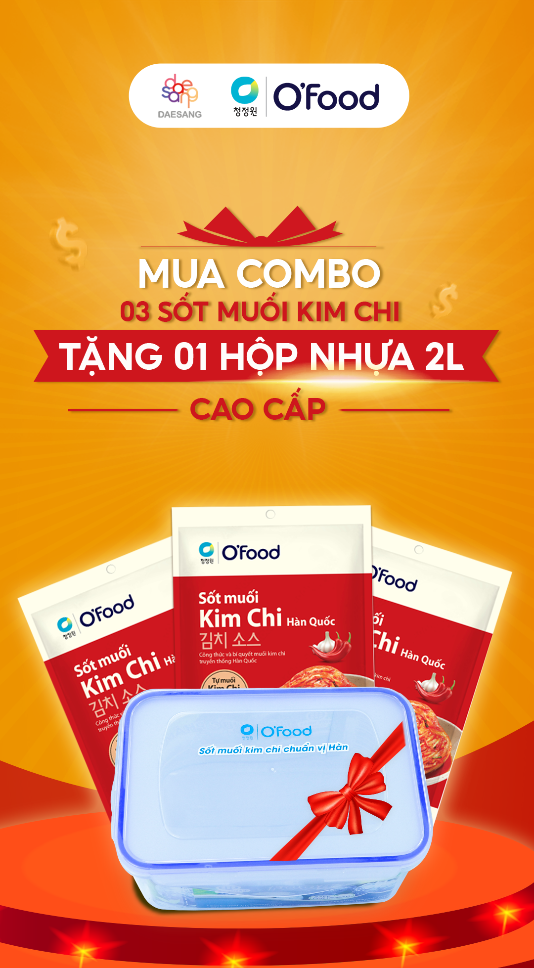 combo 3 sốt muối kim chi tặng 1 hộp muối kim chi 2kg
